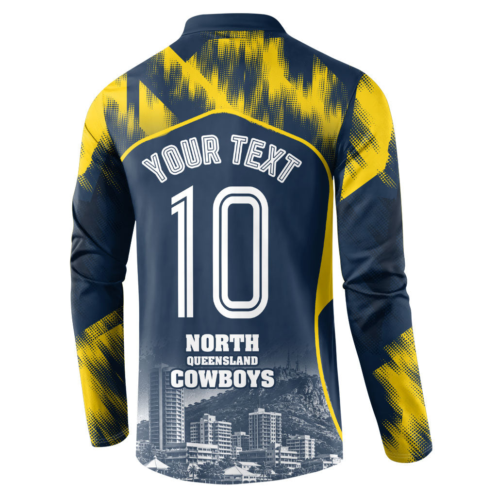 Personalised North Queensland Cowboys Mascot Rugby Button Sweatshirt Townsville Cityscape Athletic Graphic Print