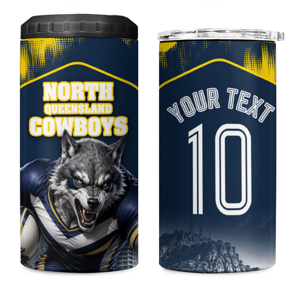 Personalised North Queensland Cowboys Mascot Rugby 4 in 1 Can Cooler Tumbler Townsville Cityscape Athletic Graphic Print