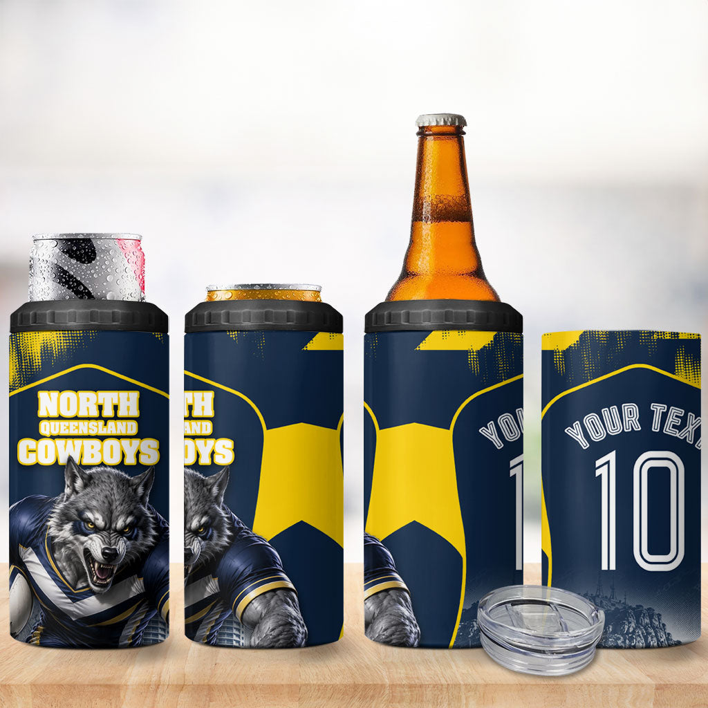 Personalised North Queensland Cowboys Mascot Rugby 4 in 1 Can Cooler Tumbler Townsville Cityscape Athletic Graphic Print