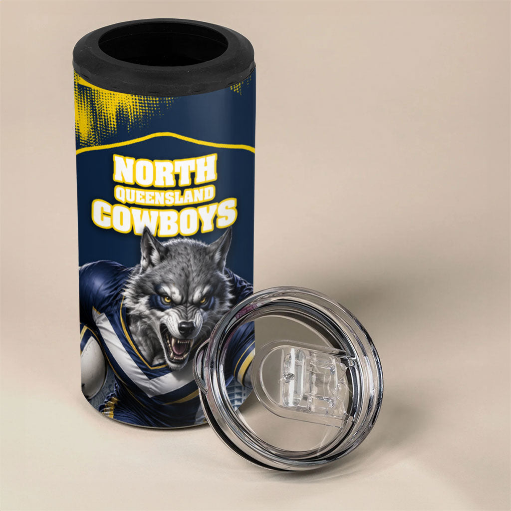 Personalised North Queensland Cowboys Mascot Rugby 4 in 1 Can Cooler Tumbler Townsville Cityscape Athletic Graphic Print
