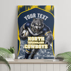 Personalised North Queensland Cowboys Mascot Rugby Canvas Wall Art Townsville Cityscape Athletic Graphic Print