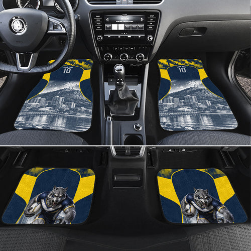 Personalised North Queensland Cowboys Mascot Rugby Car Mats Townsville Cityscape Athletic Graphic Print