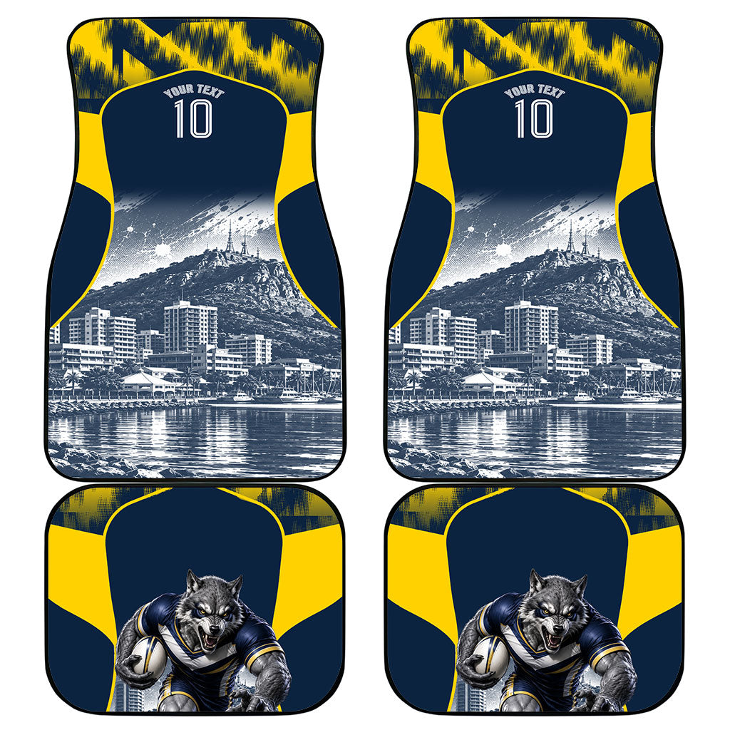 Personalised North Queensland Cowboys Mascot Rugby Car Mats Townsville Cityscape Athletic Graphic Print