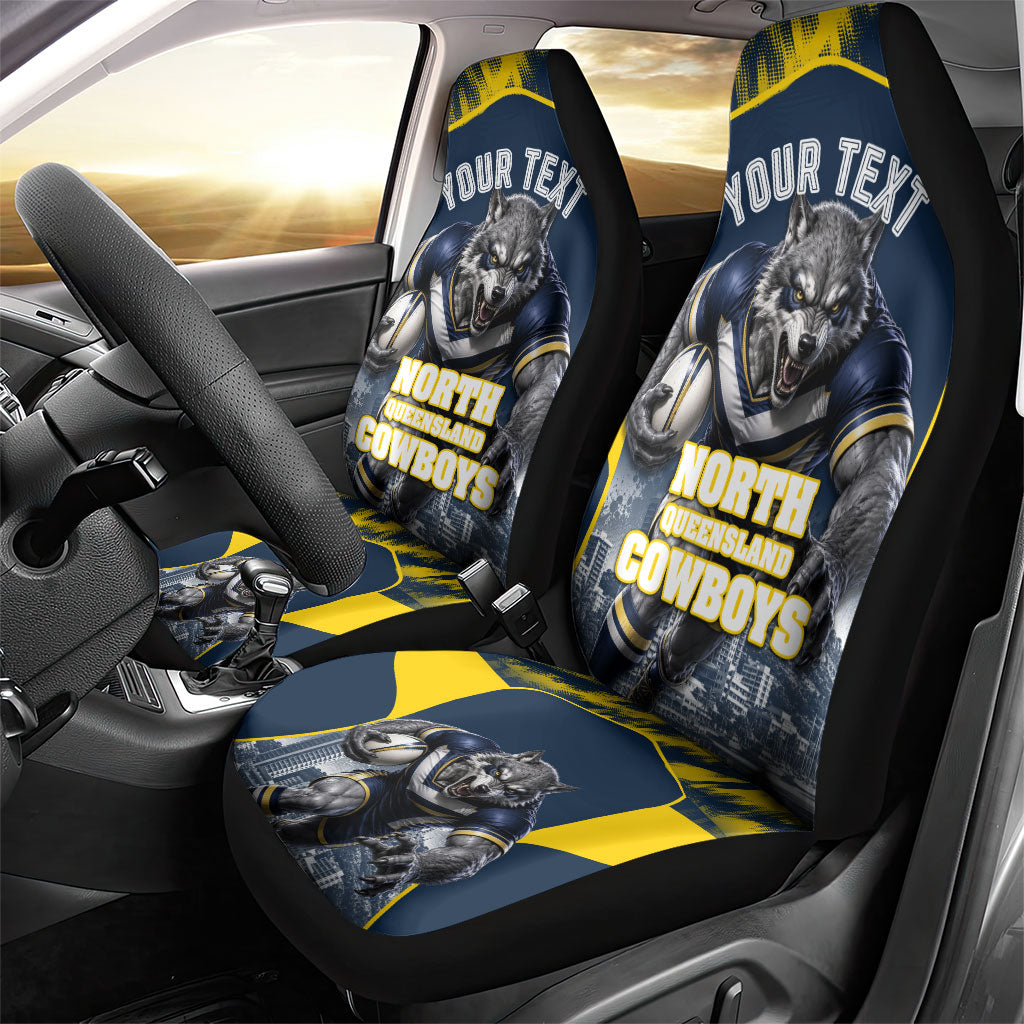 Personalised North Queensland Cowboys Mascot Rugby Car Seat Cover Townsville Cityscape Athletic Graphic Print