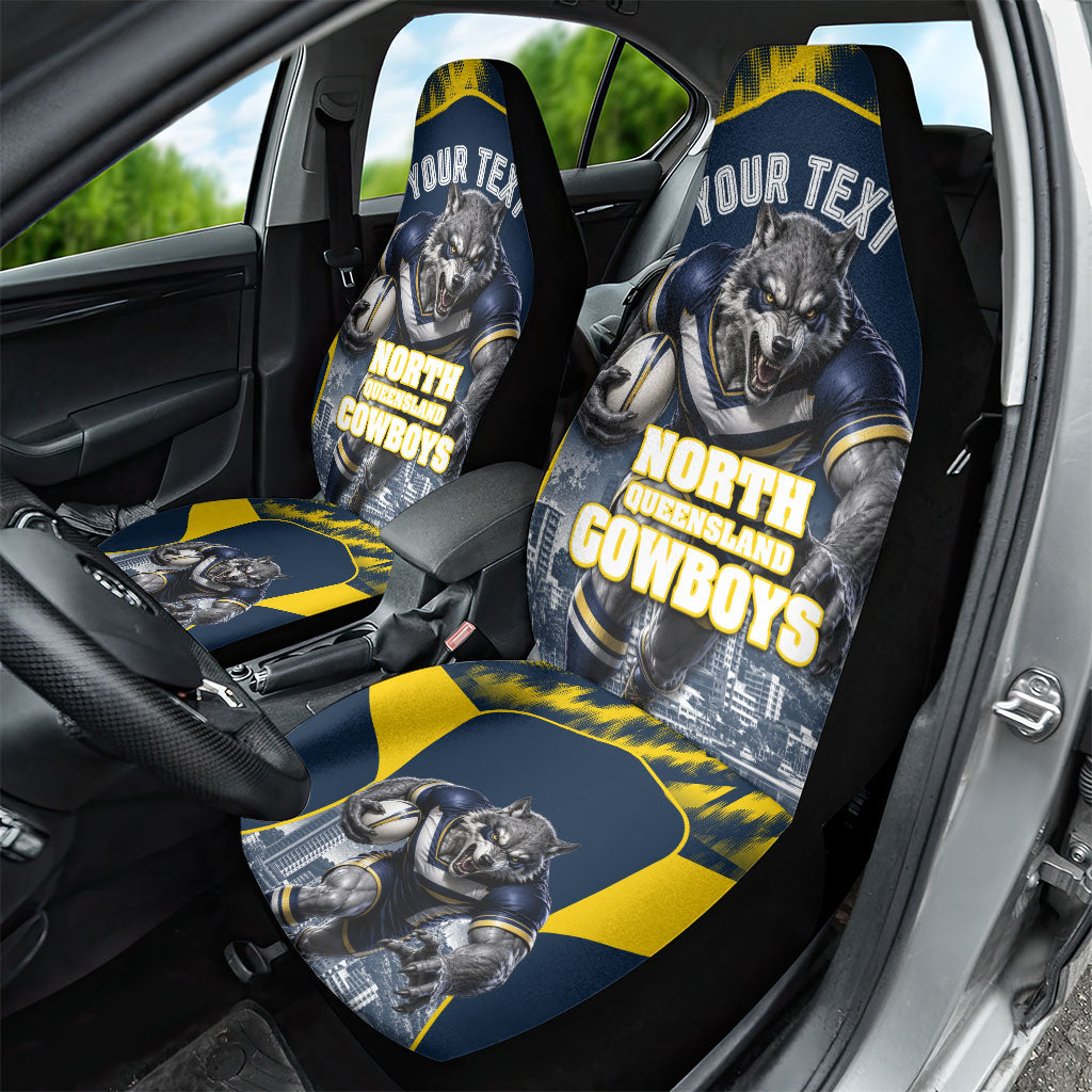 Personalised North Queensland Cowboys Mascot Rugby Car Seat Cover Townsville Cityscape Athletic Graphic Print