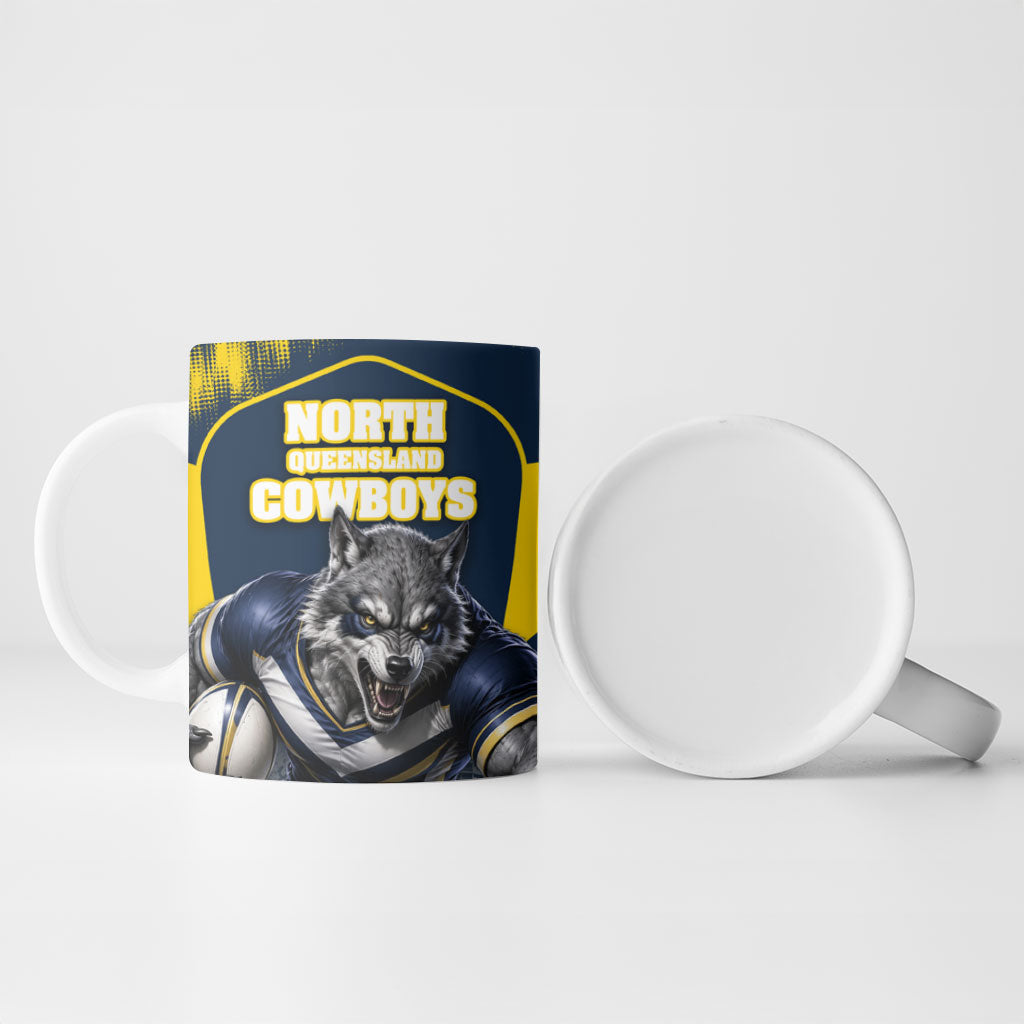 Personalised North Queensland Cowboys Mascot Rugby Ceramic Mug Townsville Cityscape Athletic Graphic Print