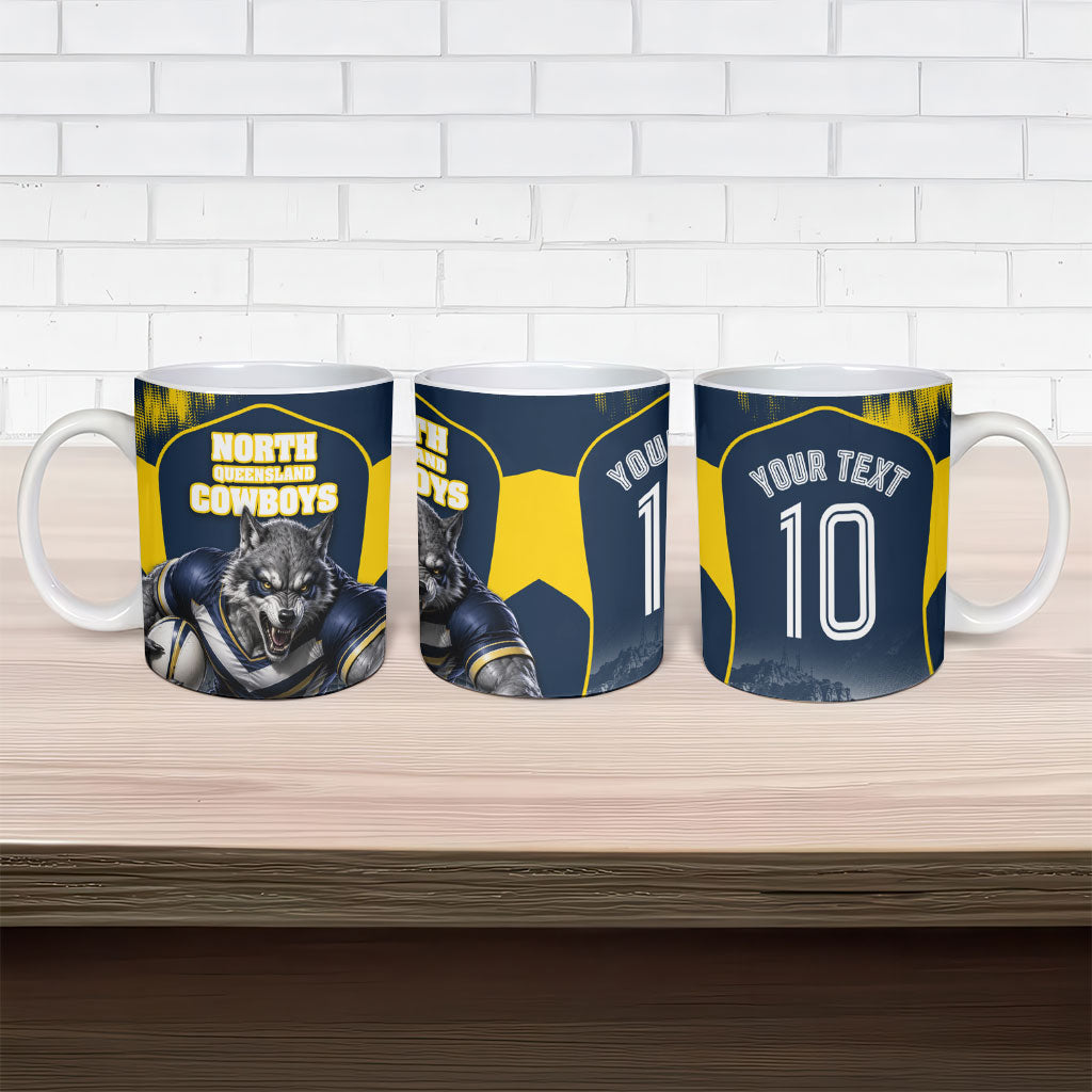 Personalised North Queensland Cowboys Mascot Rugby Ceramic Mug Townsville Cityscape Athletic Graphic Print