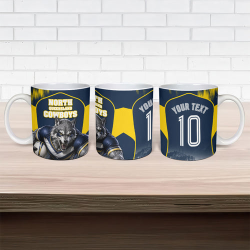 Personalised North Queensland Cowboys Mascot Rugby Ceramic Mug Townsville Cityscape Athletic Graphic Print