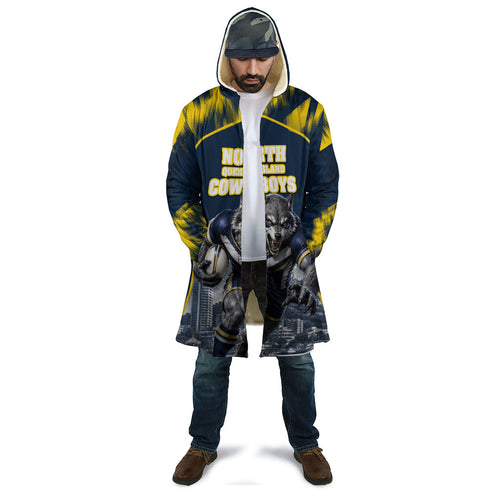 Personalised North Queensland Cowboys Mascot Rugby Cloak Townsville Cityscape Athletic Graphic Print