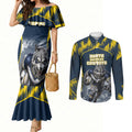Personalised North Queensland Cowboys Mascot Rugby Couples Matching Mermaid Dress and Long Sleeve Button Shirt Townsville Cityscape Athletic Graphic Print