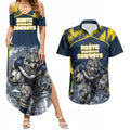 Personalised North Queensland Cowboys Mascot Rugby Couples Matching Summer Maxi Dress and Hawaiian Shirt Townsville Cityscape Athletic Graphic Print