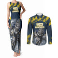 Personalised North Queensland Cowboys Mascot Rugby Couples Matching Tank Maxi Dress and Long Sleeve Button Shirt Townsville Cityscape Athletic Graphic Print