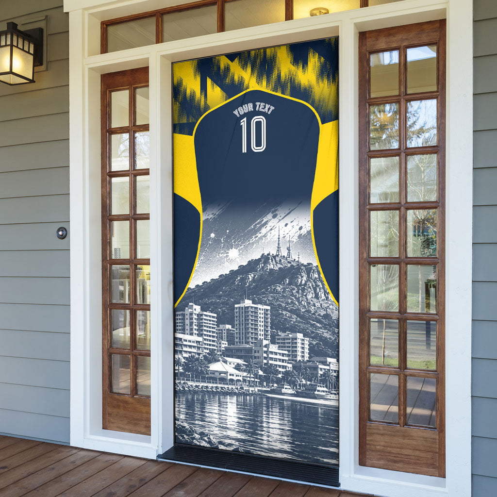 Personalised North Queensland Cowboys Mascot Rugby Door Cover Townsville Cityscape Athletic Graphic Print