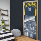 Personalised North Queensland Cowboys Mascot Rugby Door Cover Townsville Cityscape Athletic Graphic Print