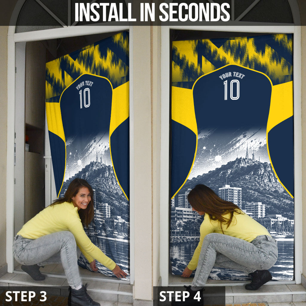 Personalised North Queensland Cowboys Mascot Rugby Door Cover Townsville Cityscape Athletic Graphic Print