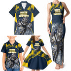 Personalised North Queensland Cowboys Mascot Rugby Family Matching Tank Maxi Dress and Hawaiian Shirt Townsville Cityscape Athletic Graphic Print