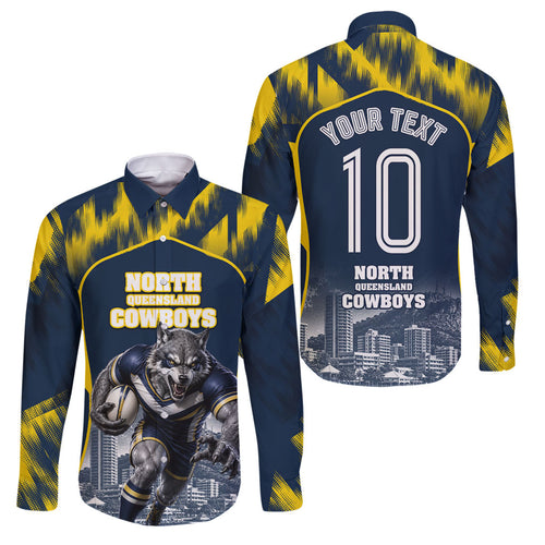 Personalised North Queensland Cowboys Mascot Rugby Family Matching Tank Maxi Dress and Hawaiian Shirt Townsville Cityscape Athletic Graphic Print