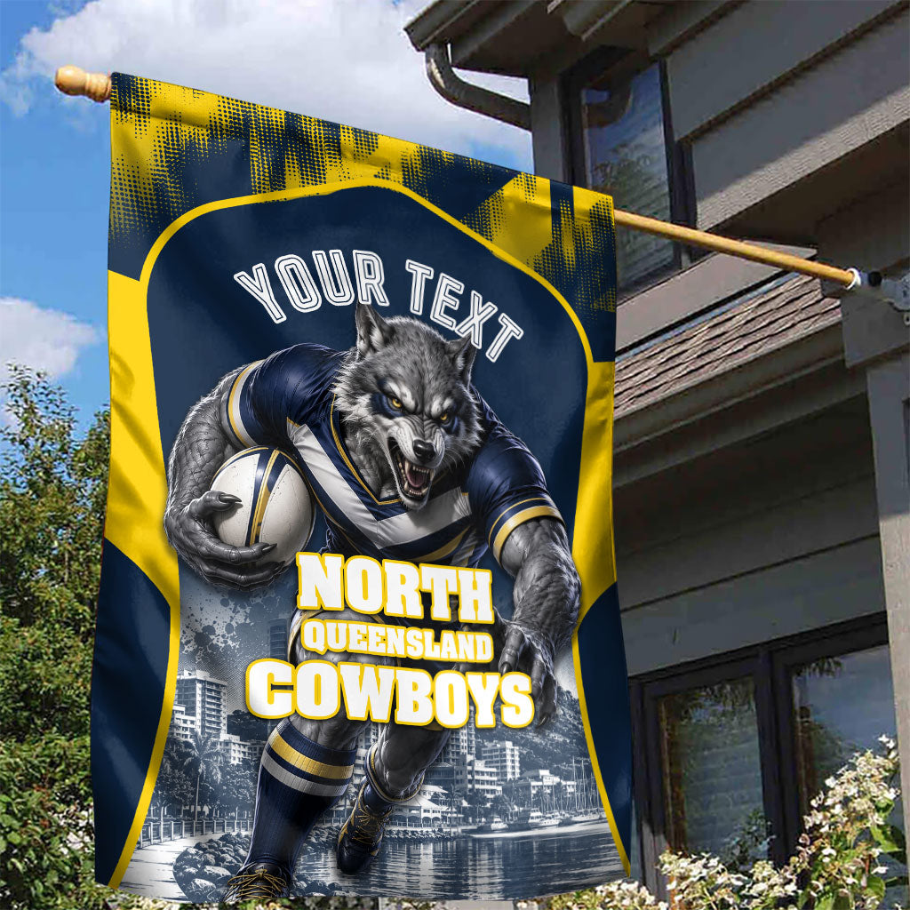 Personalised North Queensland Cowboys Mascot Rugby Garden Flag Townsville Cityscape Athletic Graphic Print