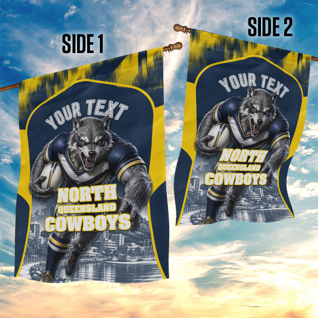 Personalised North Queensland Cowboys Mascot Rugby Garden Flag Townsville Cityscape Athletic Graphic Print