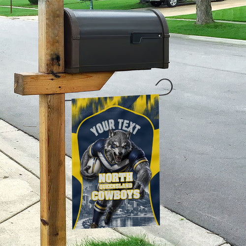 Personalised North Queensland Cowboys Mascot Rugby Garden Flag Townsville Cityscape Athletic Graphic Print