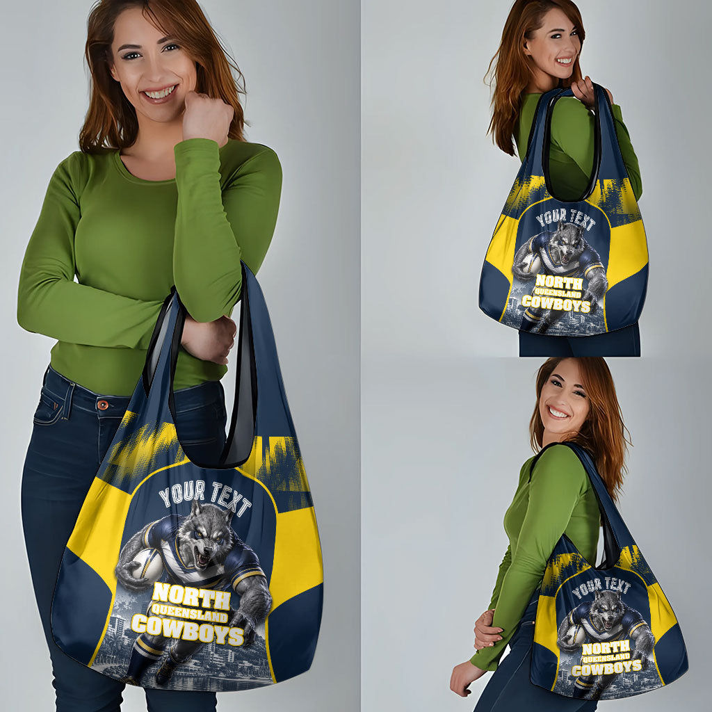 Personalised North Queensland Cowboys Mascot Rugby Grocery Bag Townsville Cityscape Athletic Graphic Print