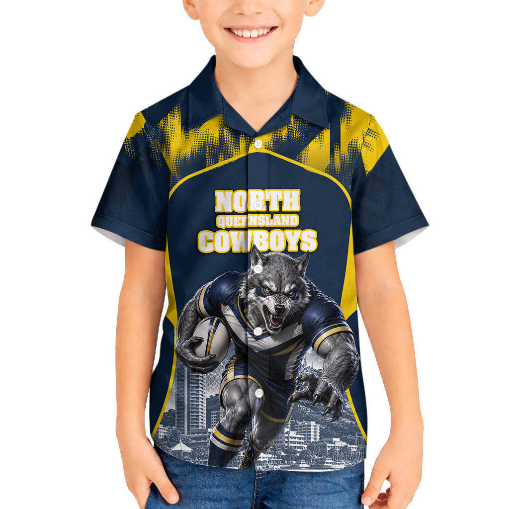 Personalised North Queensland Cowboys Mascot Rugby Hawaiian Shirt Townsville Cityscape Athletic Graphic Print