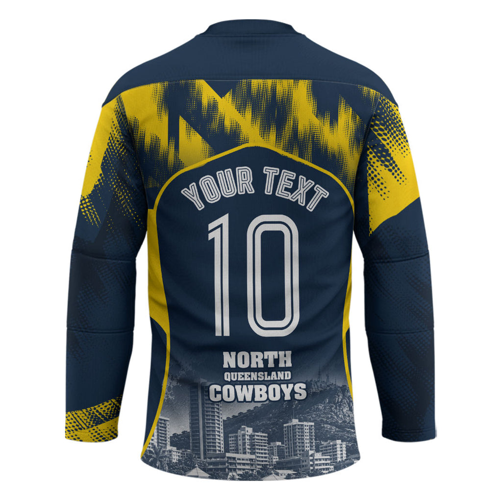 Personalised North Queensland Cowboys Mascot Rugby Hockey Jersey Townsville Cityscape Athletic Graphic Print