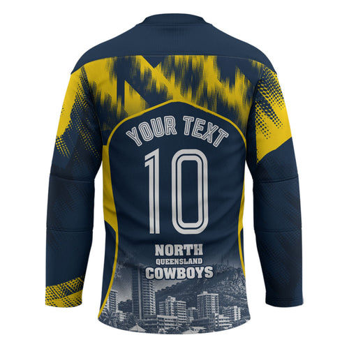 Personalised North Queensland Cowboys Mascot Rugby Hockey Jersey Townsville Cityscape Athletic Graphic Print