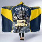 Personalised North Queensland Cowboys Mascot Rugby Hooded Blanket Townsville Cityscape Athletic Graphic Print