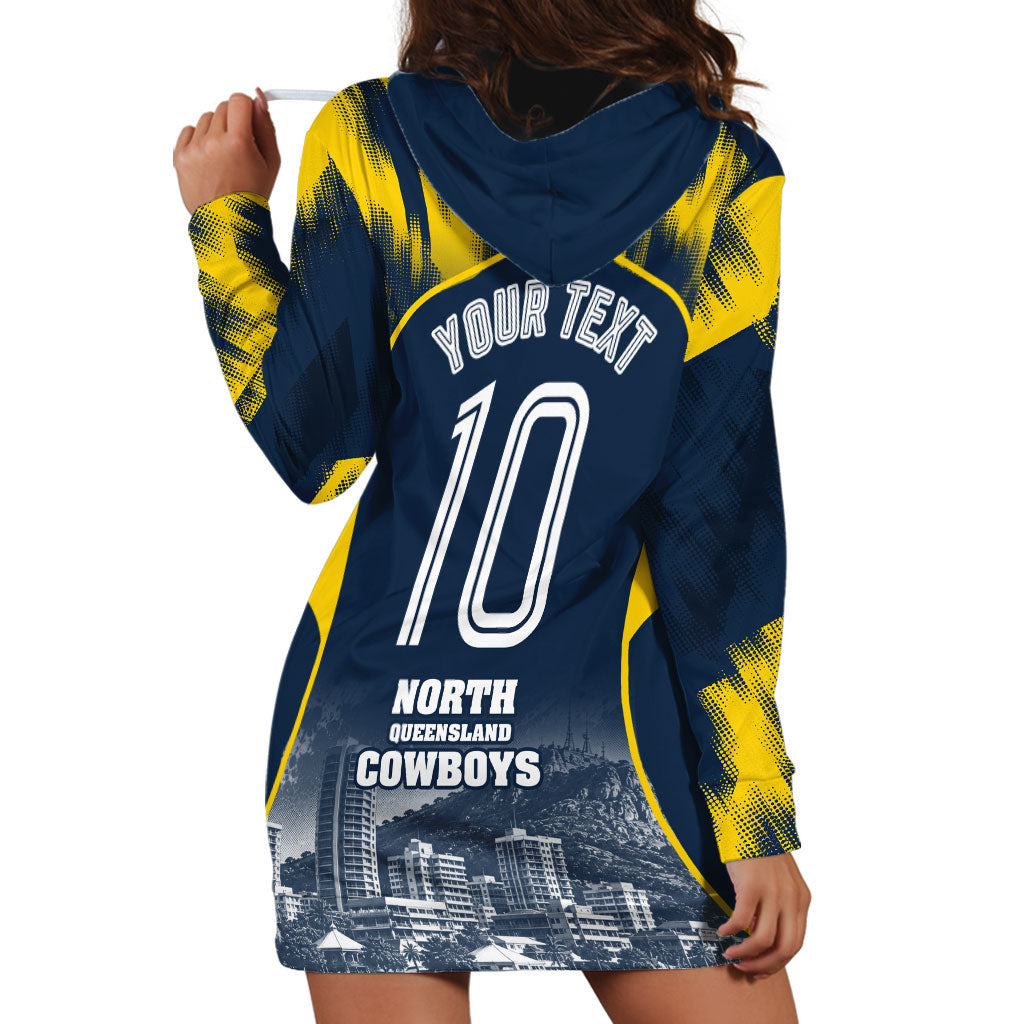 Personalised North Queensland Cowboys Mascot Rugby Hoodie Dress Townsville Cityscape Athletic Graphic Print