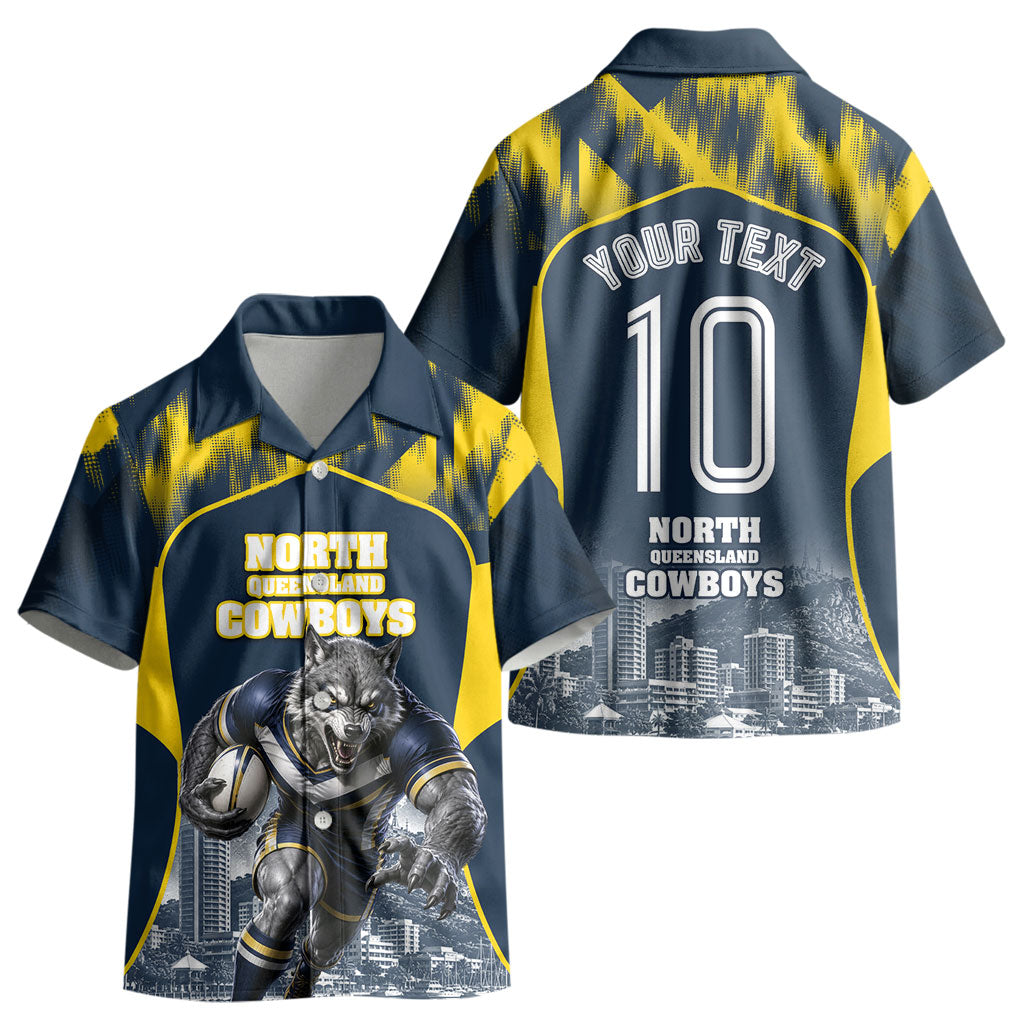 Personalised North Queensland Cowboys Mascot Rugby Kid Hawaiian Shirt Townsville Cityscape Athletic Graphic Print