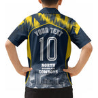 Personalised North Queensland Cowboys Mascot Rugby Kid Hawaiian Shirt Townsville Cityscape Athletic Graphic Print