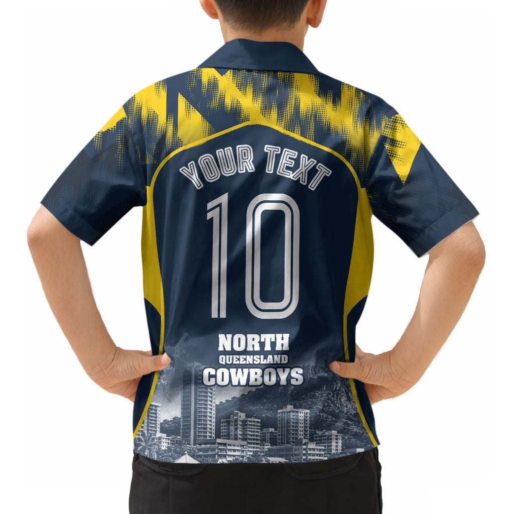 Personalised North Queensland Cowboys Mascot Rugby Kid Hawaiian Shirt Townsville Cityscape Athletic Graphic Print