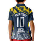 Personalised North Queensland Cowboys Mascot Rugby Kid Polo Shirt Townsville Cityscape Athletic Graphic Print