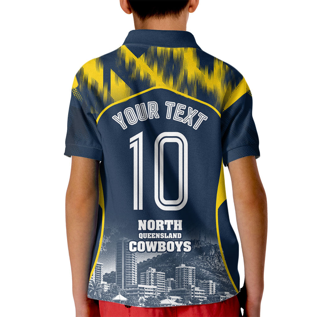 Personalised North Queensland Cowboys Mascot Rugby Kid Polo Shirt Townsville Cityscape Athletic Graphic Print
