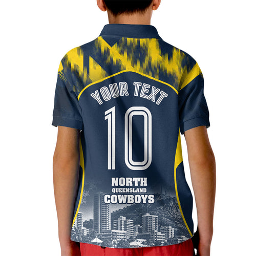 Personalised North Queensland Cowboys Mascot Rugby Kid Polo Shirt Townsville Cityscape Athletic Graphic Print