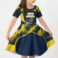Personalised North Queensland Cowboys Mascot Rugby Kid Short Sleeve Dress Townsville Cityscape Athletic Graphic Print