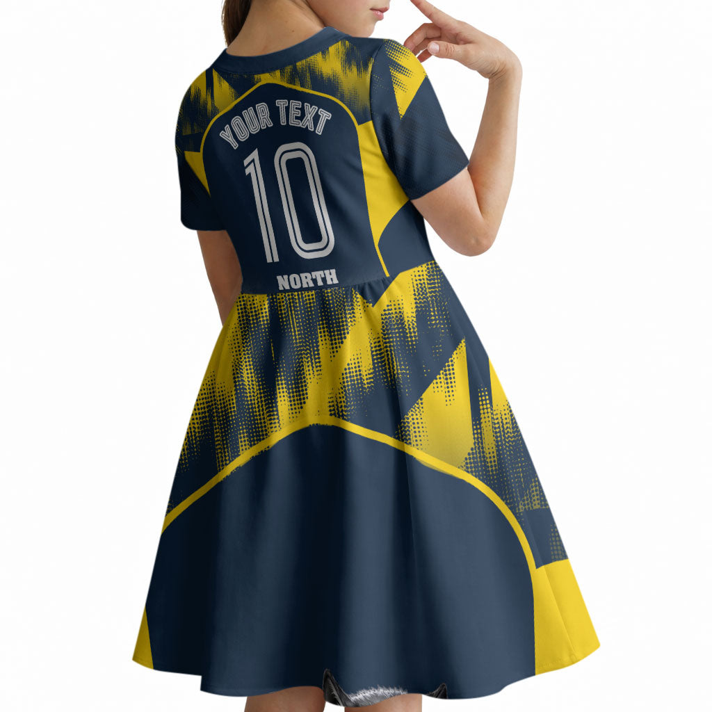 Personalised North Queensland Cowboys Mascot Rugby Kid Short Sleeve Dress Townsville Cityscape Athletic Graphic Print