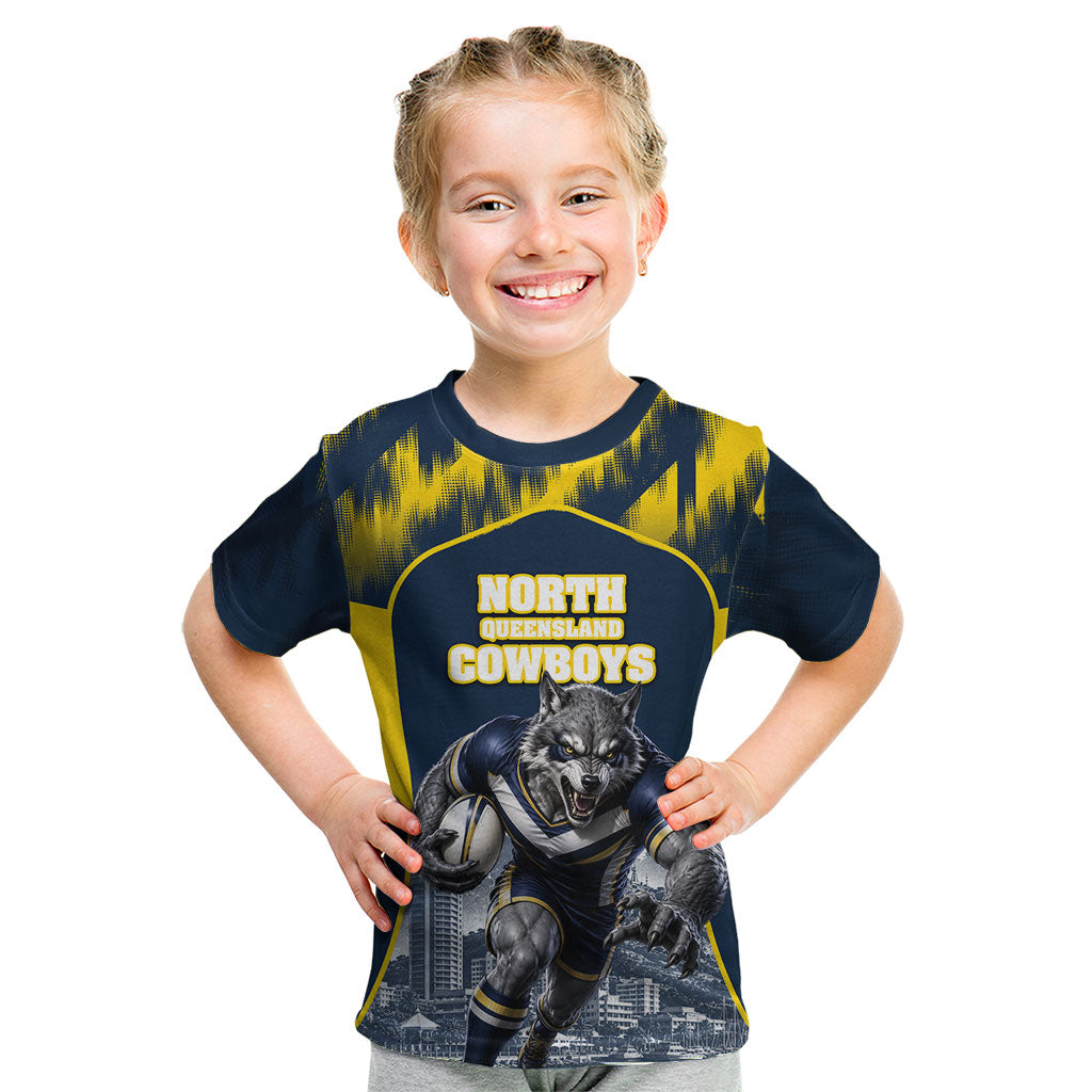 Personalised North Queensland Cowboys Mascot Rugby Kid T Shirt Townsville Cityscape Athletic Graphic Print