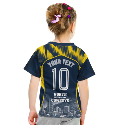 Personalised North Queensland Cowboys Mascot Rugby Kid T Shirt Townsville Cityscape Athletic Graphic Print