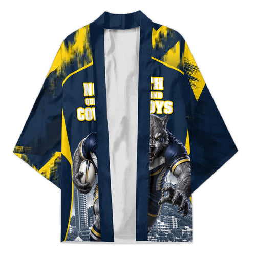 Personalised North Queensland Cowboys Mascot Rugby Kimono Townsville Cityscape Athletic Graphic Print