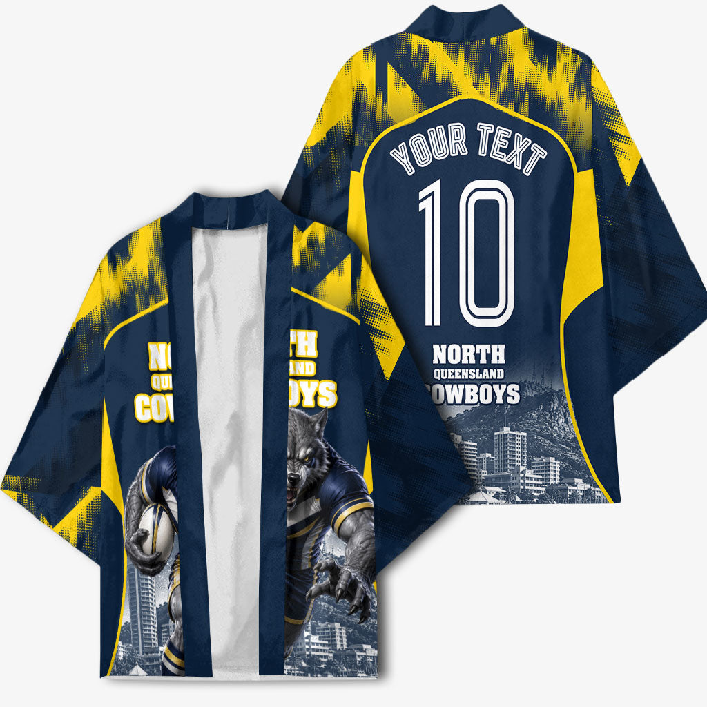 Personalised North Queensland Cowboys Mascot Rugby Kimono Townsville Cityscape Athletic Graphic Print