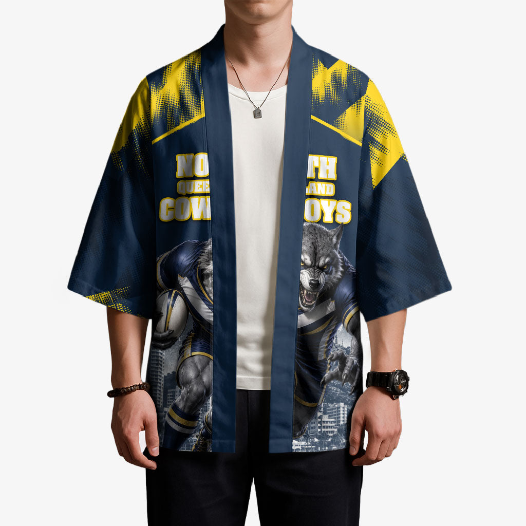 Personalised North Queensland Cowboys Mascot Rugby Kimono Townsville Cityscape Athletic Graphic Print