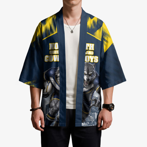 Personalised North Queensland Cowboys Mascot Rugby Kimono Townsville Cityscape Athletic Graphic Print