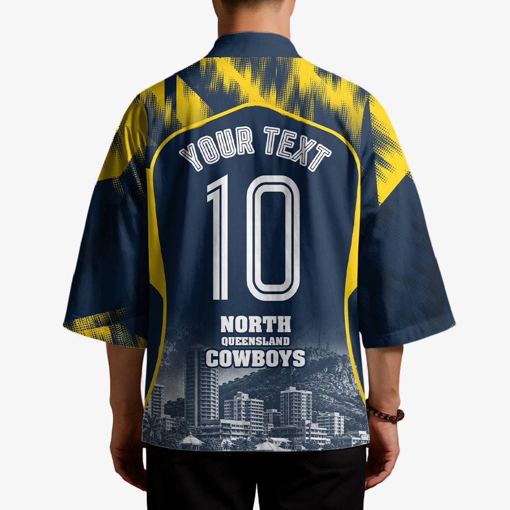Personalised North Queensland Cowboys Mascot Rugby Kimono Townsville Cityscape Athletic Graphic Print