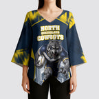 Personalised North Queensland Cowboys Mascot Rugby Kimono Sleeve Blouse Townsville Cityscape Athletic Graphic Print
