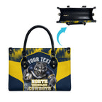 Personalised North Queensland Cowboys Mascot Rugby Leather Bag Townsville Cityscape Athletic Graphic Print