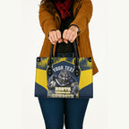 Personalised North Queensland Cowboys Mascot Rugby Leather Bag Townsville Cityscape Athletic Graphic Print