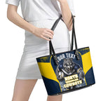 Personalised North Queensland Cowboys Mascot Rugby Leather Tote Bag Townsville Cityscape Athletic Graphic Print