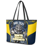 Personalised North Queensland Cowboys Mascot Rugby Leather Tote Bag Townsville Cityscape Athletic Graphic Print